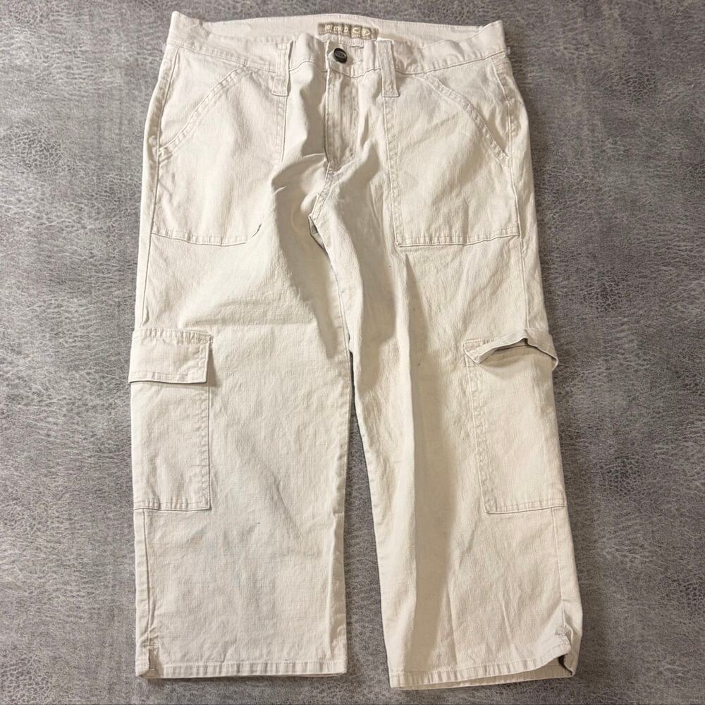 Cream Cargo Capri Pants